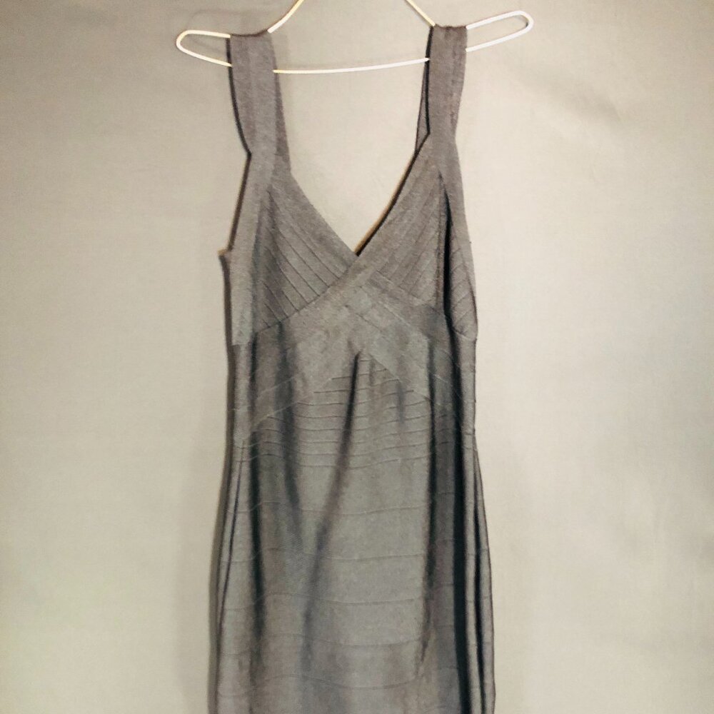 Kardashian Kollection Gray Knit Wrap-Style Dress